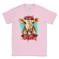 Bubblegum Pink Floral Cow Classic Tee - RanaPortraitStore