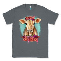 Charcoal Heather Floral Cow Classic Tee - RanaPortraitStore