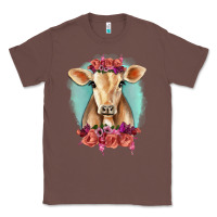Chestnut Floral Cow Classic Tee - RanaPortraitStore