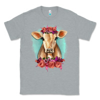 Heather Grey Floral Cow Classic Tee - RanaPortraitStore