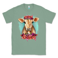 Sage Floral Cow Classic Tee - RanaPortraitStore