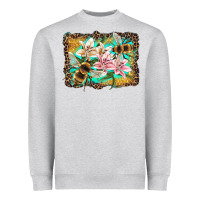 Heather Grey bees and lilies with leopard Heavyweight Sweatshirt - Artiststas
