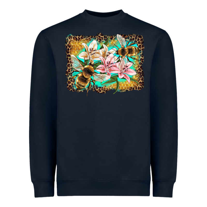 Bees And Lilies With Leopard Heavyweight Sweatshirt by Artiststas | Teevron
