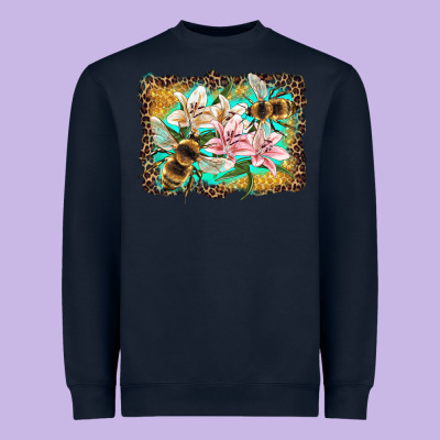 Bees And Lilies With Leopard Heavyweight Sweatshirt Designed By Artiststas