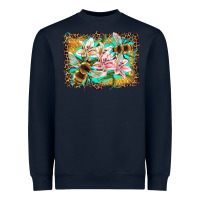 Navy bees and lilies with leopard Heavyweight Sweatshirt - Artiststas