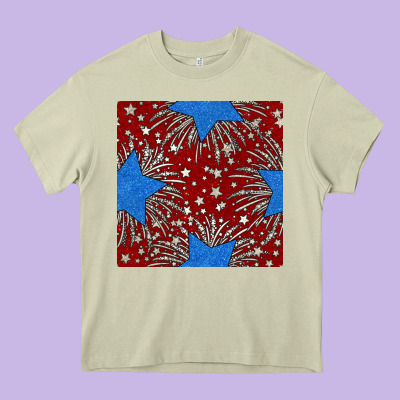 Glitter 4th Of July Seamless Pattern Heavy Core Tee Designed By Bundleandbundleshop