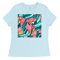 Baby Blue nurse slippers seamless pattern Ladies Tee - BundleAndBundleShop