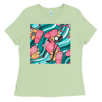Matcha nurse slippers seamless pattern Ladies Tee - BundleAndBundleShop