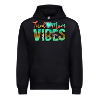 Black Tired Mom Vibes Urban Hoodie - CowhideDigitalArt