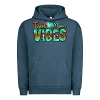 Pigment Midnight Navy Tired Mom Vibes Urban Hoodie - CowhideDigitalArt