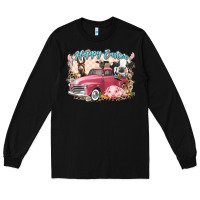 Black Happy Easter truck with Easter farm animals Long Sleeve Tee - LillyAllenDesigns
