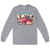 Heather Grey Happy Easter truck with Easter farm animals Long Sleeve Tee - LillyAllenDesigns