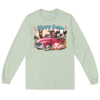 Matcha Happy Easter truck with Easter farm animals Long Sleeve Tee - LillyAllenDesigns