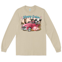 Mushroom Happy Easter truck with Easter farm animals Long Sleeve Tee - LillyAllenDesigns