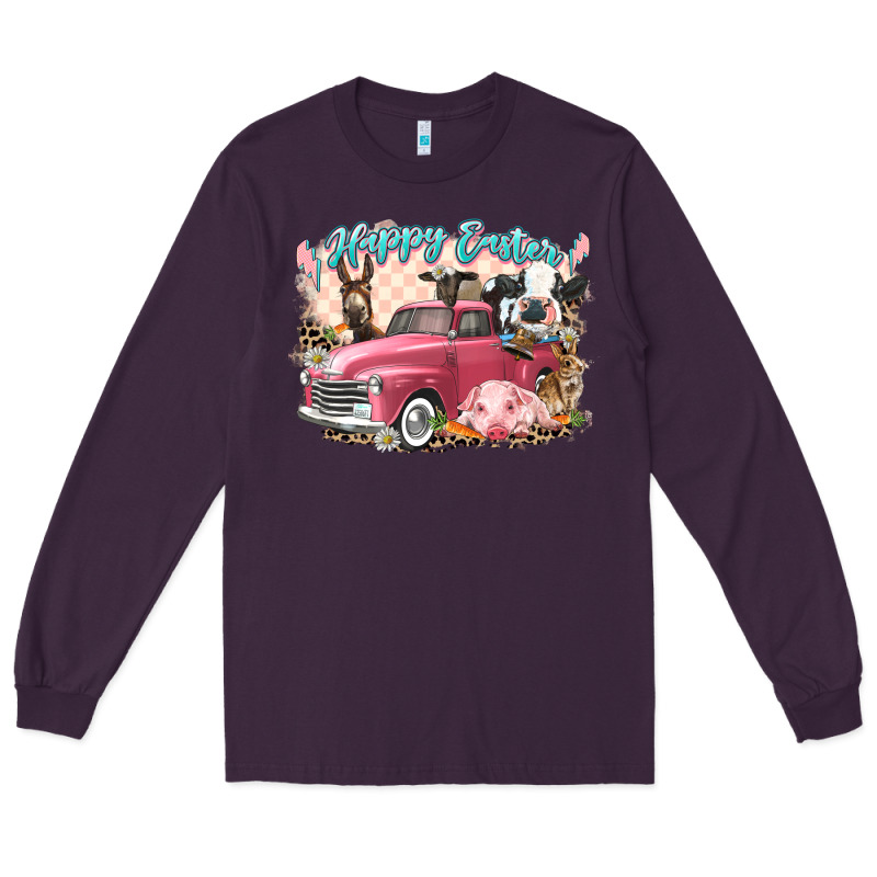 Happy Easter Truck With Easter Farm Animals Long Sleeve Tee by LillyAllenDesigns | Teevron