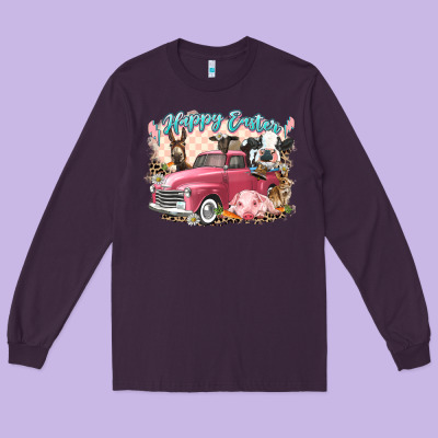 Happy Easter Truck With Easter Farm Animals Long Sleeve Tee Designed By Lillyallendesigns