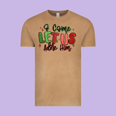 O Come Let Us Adore Him Christmas Vintage Tee Designed By Maliassmallbusiness