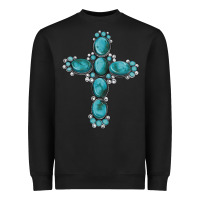 Black western Gemstone cross Heavyweight Sweatshirt - Artiststas