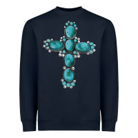 Navy western Gemstone cross Heavyweight Sweatshirt - Artiststas
