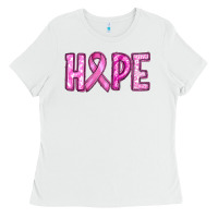 White Western Hope Breast Cancer Ladies Tee - RanaPortraitStore