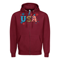 Burgundy USA 4th of july Zipper Hoodie - HowdyJamesFarm