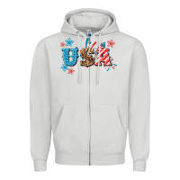 Dove Grey USA 4th of july Zipper Hoodie - HowdyJamesFarm