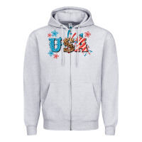 Heather Grey USA 4th of july Zipper Hoodie - HowdyJamesFarm