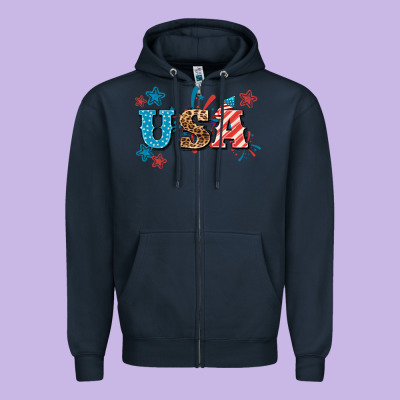 Usa 4th Of July Zipper Hoodie Designed By Howdyjamesfarm