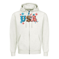 Oatmeal Heather USA 4th of july Zipper Hoodie - HowdyJamesFarm