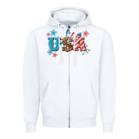 White USA 4th of july Zipper Hoodie - HowdyJamesFarm