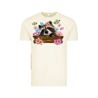 Vintage Arctic raccoon with flowers Vintage Tee - MaliasSmallBusiness