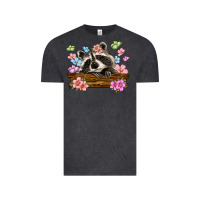 Vintage Black raccoon with flowers Vintage Tee - MaliasSmallBusiness