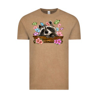 Vintage Coffee raccoon with flowers Vintage Tee - MaliasSmallBusiness