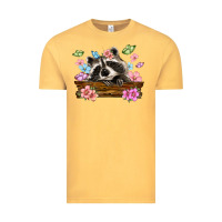 Vintage Mustard raccoon with flowers Vintage Tee - MaliasSmallBusiness