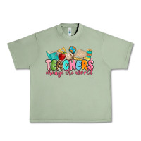Oil Green teacher change the world Urban Heavy Tee - MaliasSmallBusiness