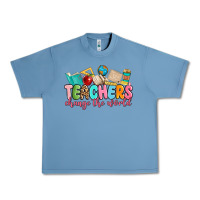Pebble Blue teacher change the world Urban Heavy Tee - MaliasSmallBusiness