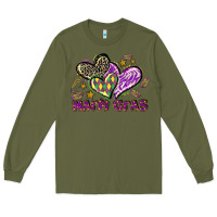 Army Green Mardi Gras heart Long Sleeve Tee - LillyAllenDesigns