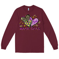 Burgundy Mardi Gras heart Long Sleeve Tee - LillyAllenDesigns