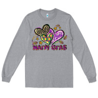 Heather Grey Mardi Gras heart Long Sleeve Tee - LillyAllenDesigns