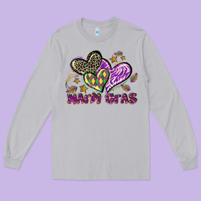 Mardi Gras Heart Long Sleeve Tee Designed By Lillyallendesigns