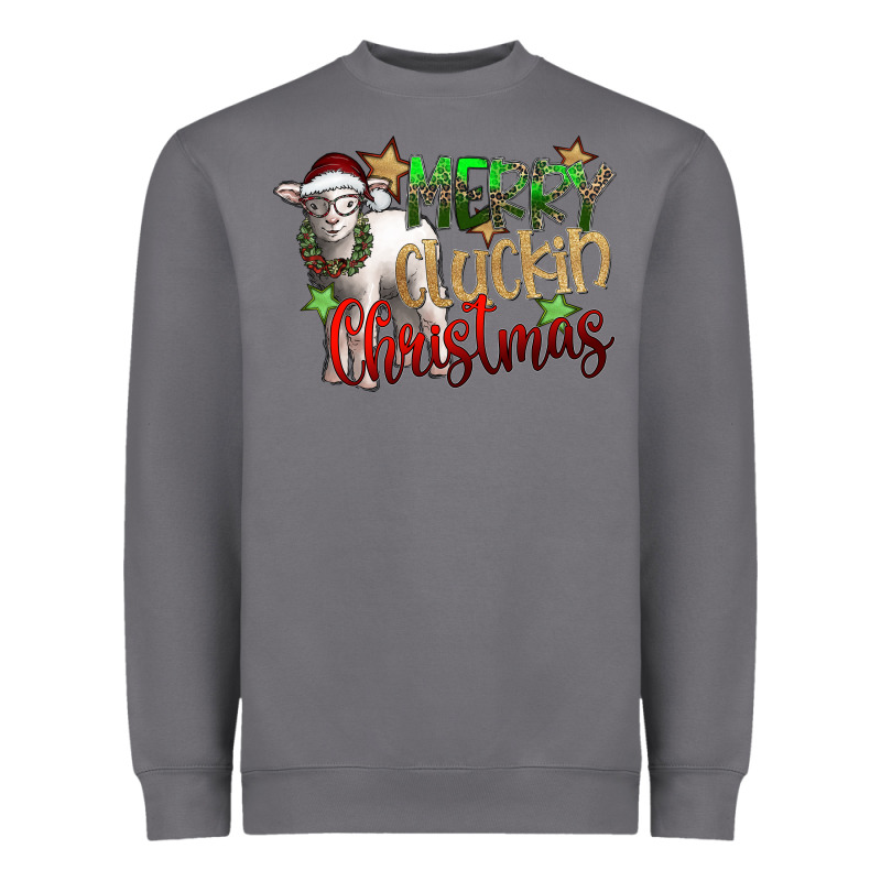 Merry Cluckin Christmas Heavyweight Sweatshirt by SublimationCraftShop | Teevron