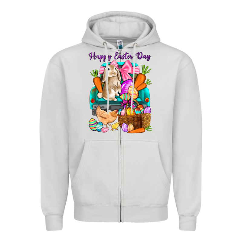 Happy Easter Day Truck Zipper Hoodie by HowdyJamesFarm | Teevron