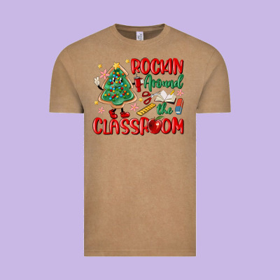 Rockin Around The Clasroom Teacher Vintage Tee Designed By Maliassmallbusiness
