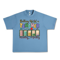 Pebble Blue battery life of a teacher monday friday Urban Heavy Tee - MaliasSmallBusiness