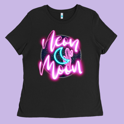 Neon Moon Ladies Tee Designed By Jahusdesignshop
