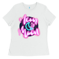 White neon moon Ladies Tee - JahusDesignShop