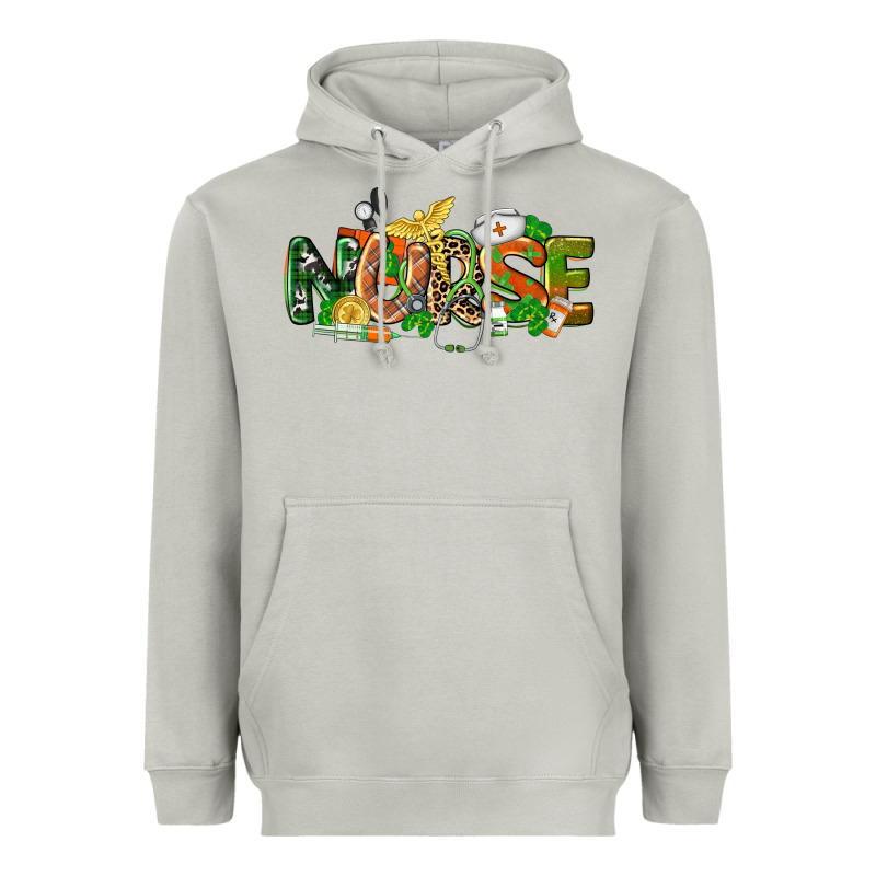 St. Patrick's Day Nurse Heavyweight Hoodie by CowGirlArtShop | Teevron