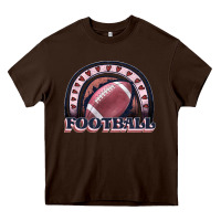 Chocolate Brown football rainbow Heavy Core Tee - JahusDesignShop