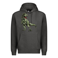 Charcoal Heather T-rex Premium Hoodie - HowdyJamesFarm