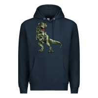 Navy T-rex Premium Hoodie - HowdyJamesFarm